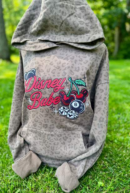 Embroidered D Babe Leopard Hoodie