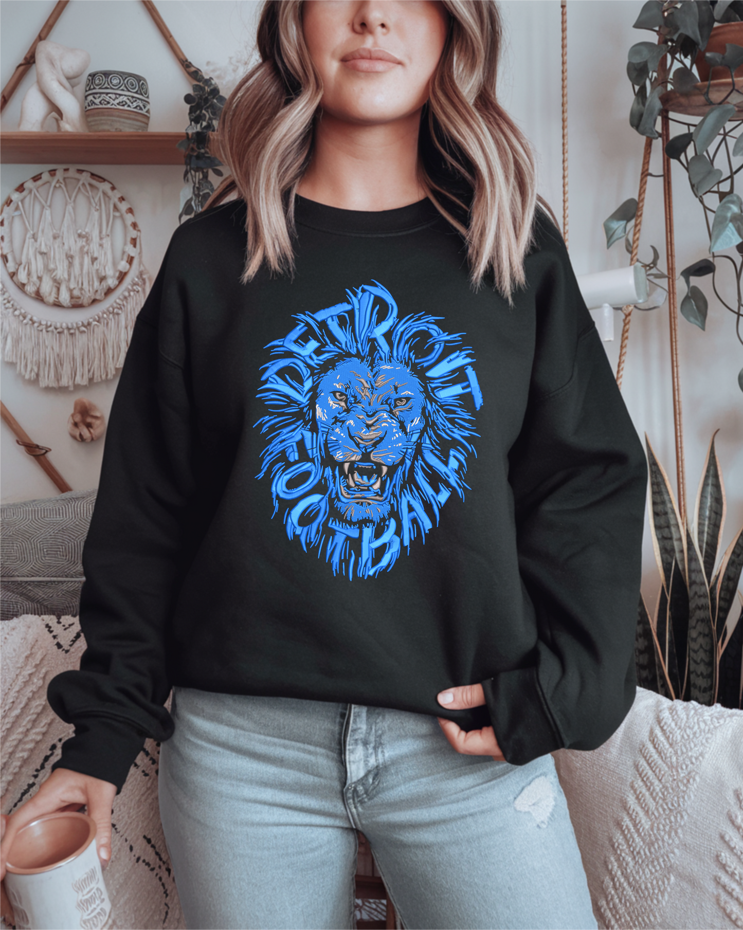 Embroidered D Football Crewneck