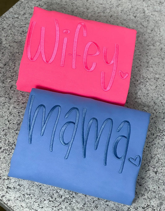 Embroidered mama tone on tone crewneck