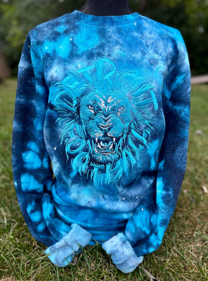 Embroidered D Football Tie-Dye Crewneck