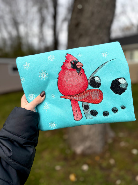 Embroidered cardinal crewneck