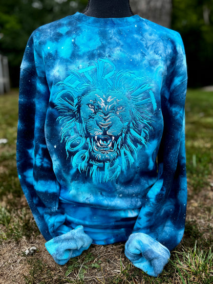 Embroidered D Football Tie-Dye Crewneck