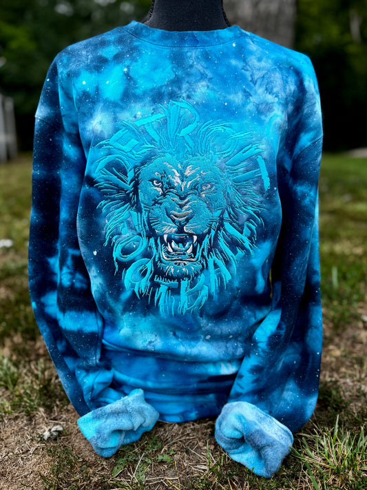 Embroidered D Football Tie-Dye Crewneck