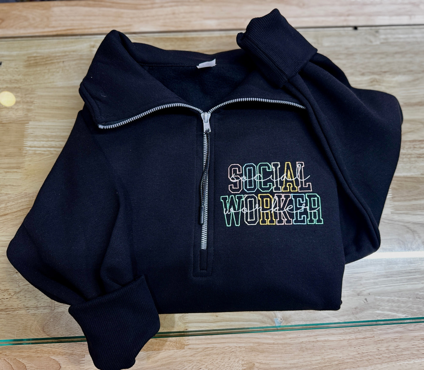 Embroidered social worker 1/4 zip