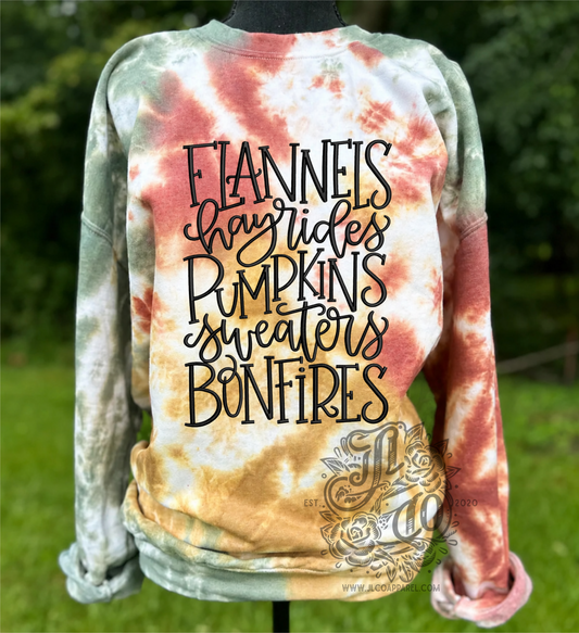 Embroidered Tie Dye Fall Crewneck