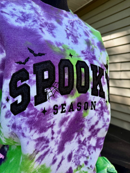 Embroidered dyed spooky season crewneck