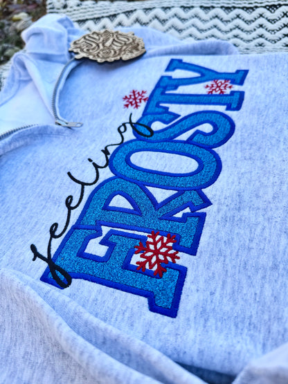 Embroidered feeling frosty 1/4 zip