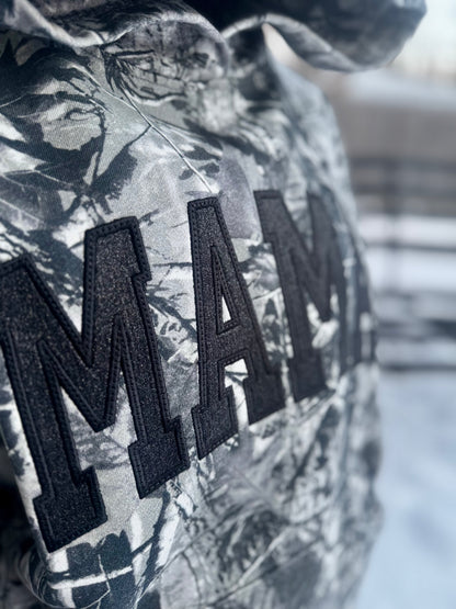 Embroidered camo mama hoodie