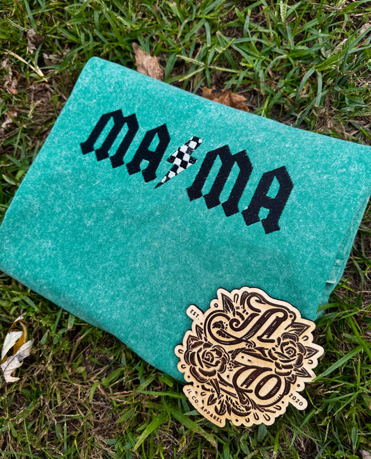 Embroidered mama bolt vintage tee