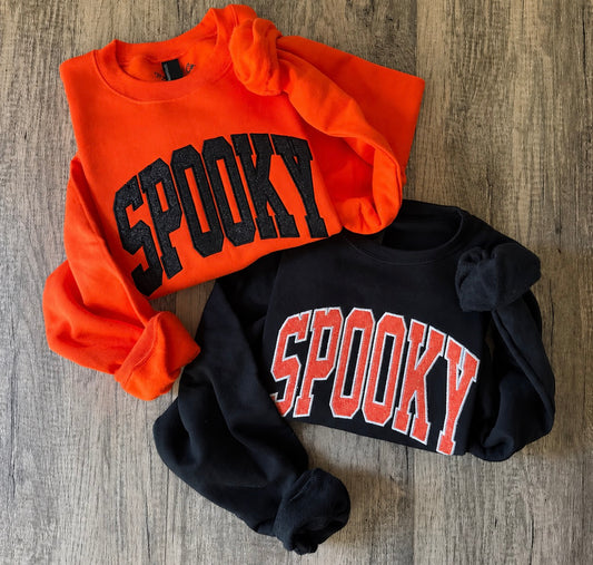 Embroidered spooky crewneck