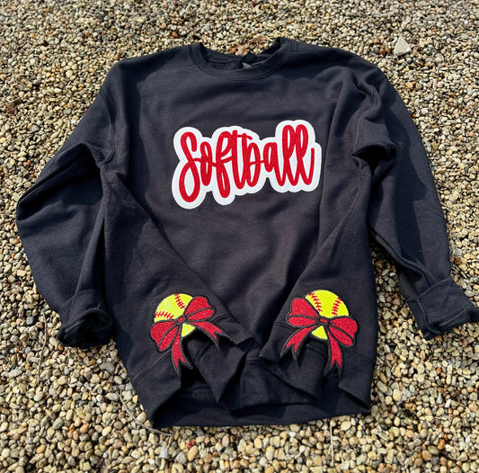 Embroidered sports crewneck