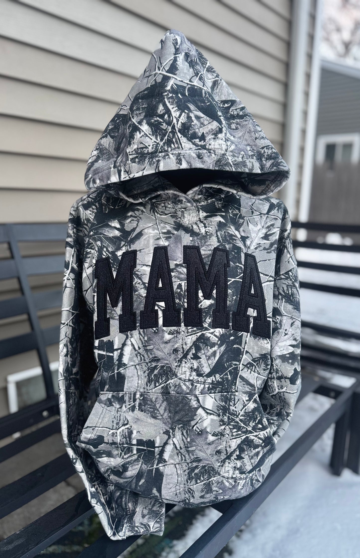 Embroidered camo mama hoodie