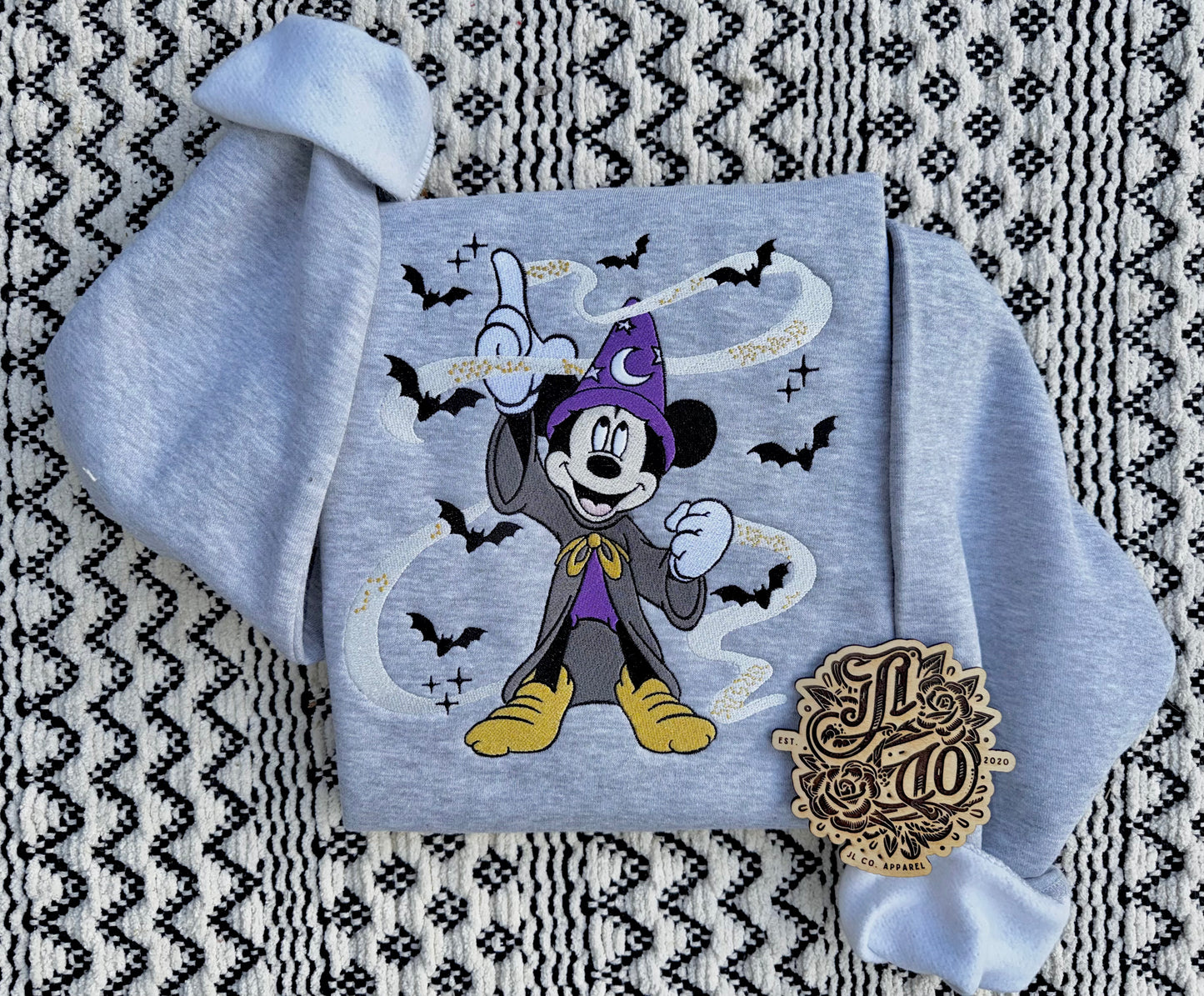 Embroidered spooky sorcerer crew