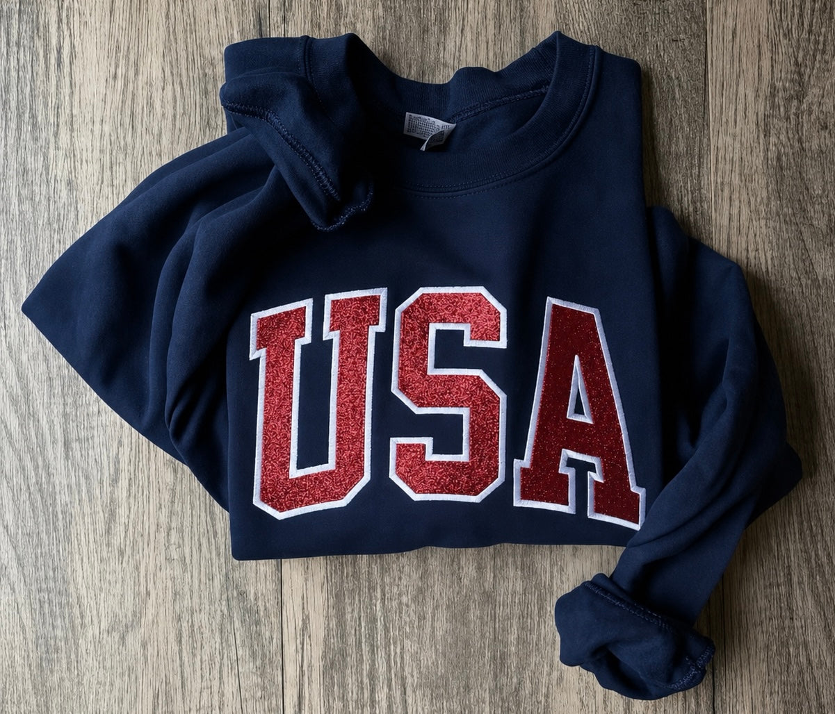 Embroidered USA crewneck