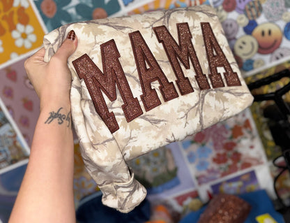 Embroidered camo mama crewneck