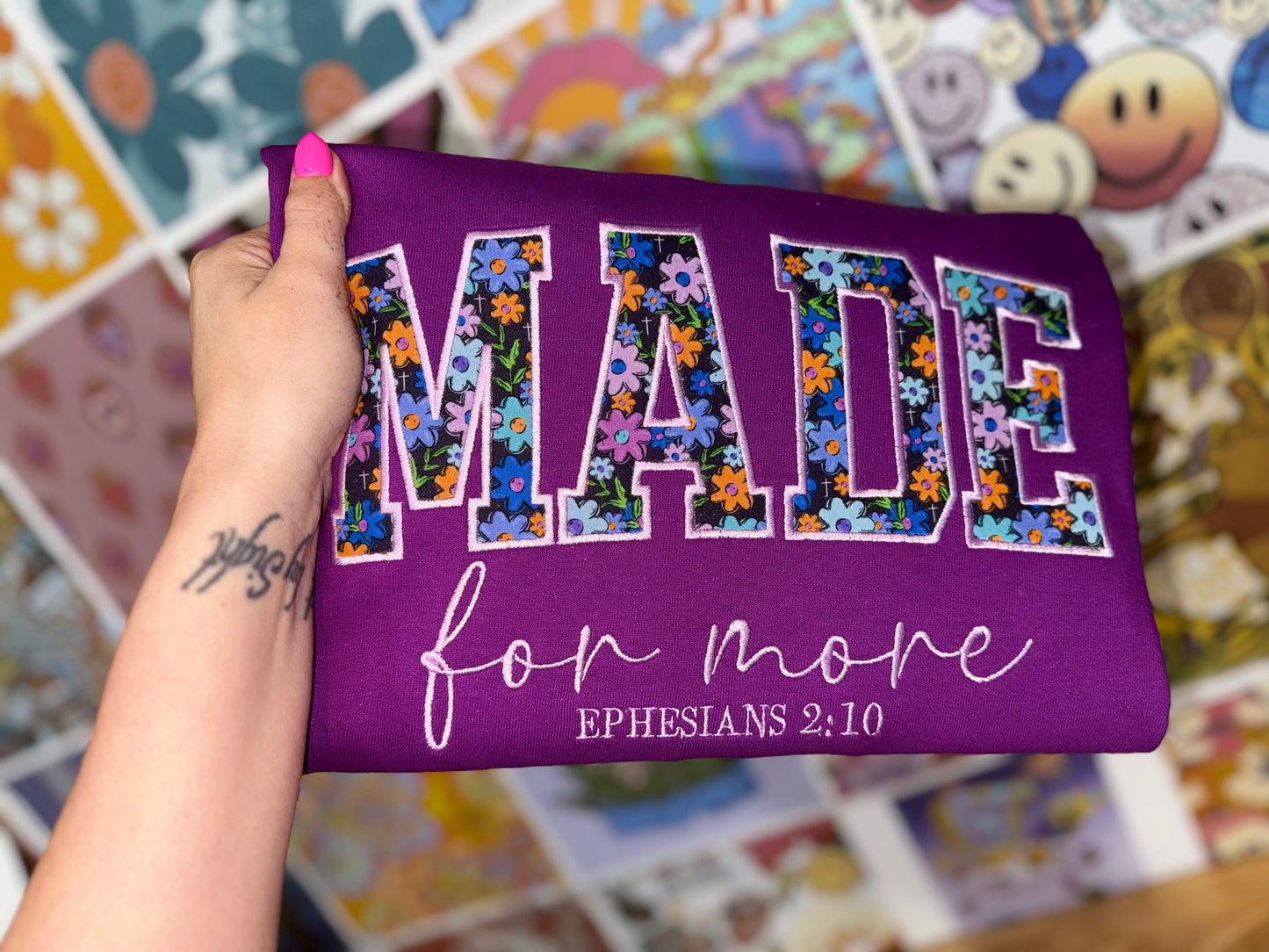 Embroidered made for more crewneck