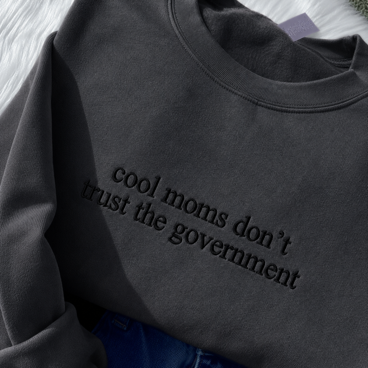 Embroidered cool mom government crewneck