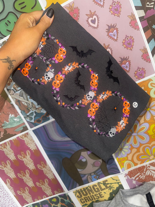 Embroidered BOO comfort colors tee