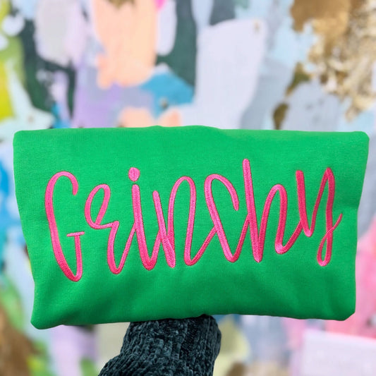 Embroidered grnchy crewneck