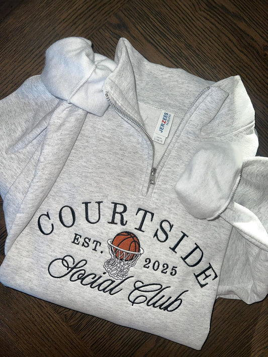 Embroidered court side 1/4 zip