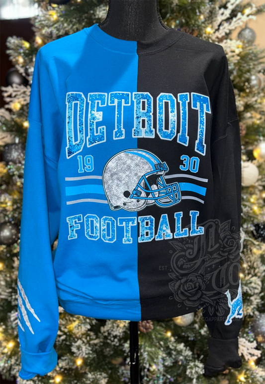 Blk&Blue Split Crewneck-Faux Sequin