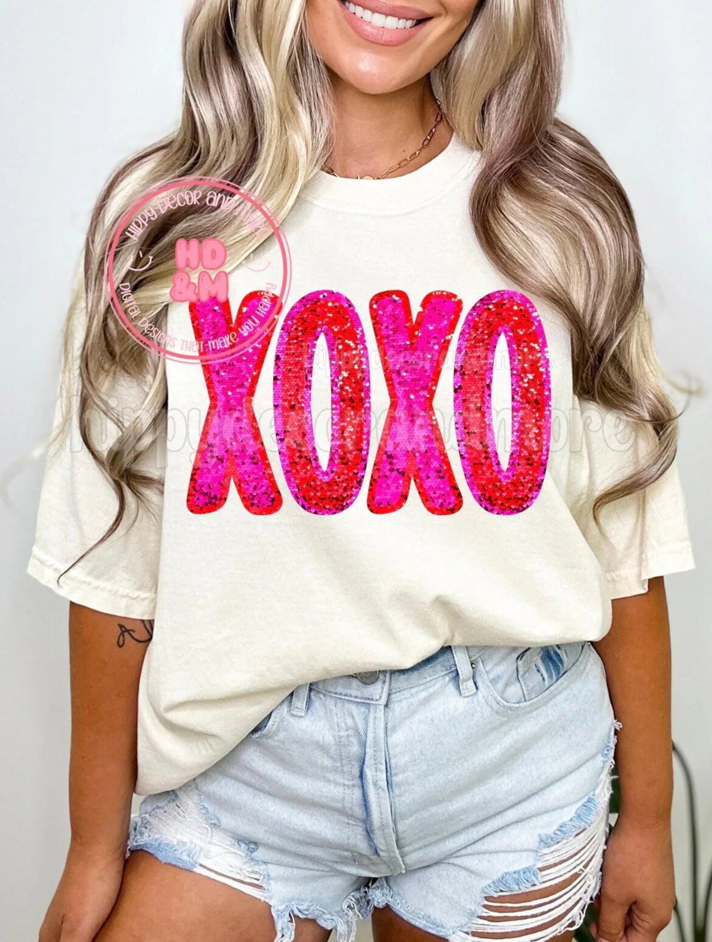 XOXO Faux Sequin