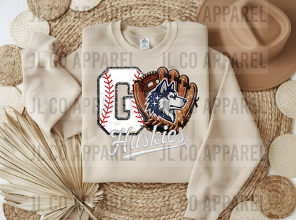 Huskies bball faux embroidery