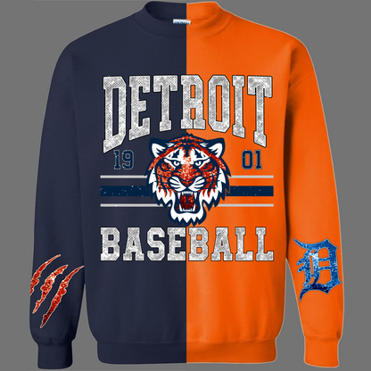 Faux Sequin Split Crewneck Tigers
