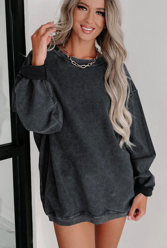 Ribbed Knit Pullover Sweater-PREORDER